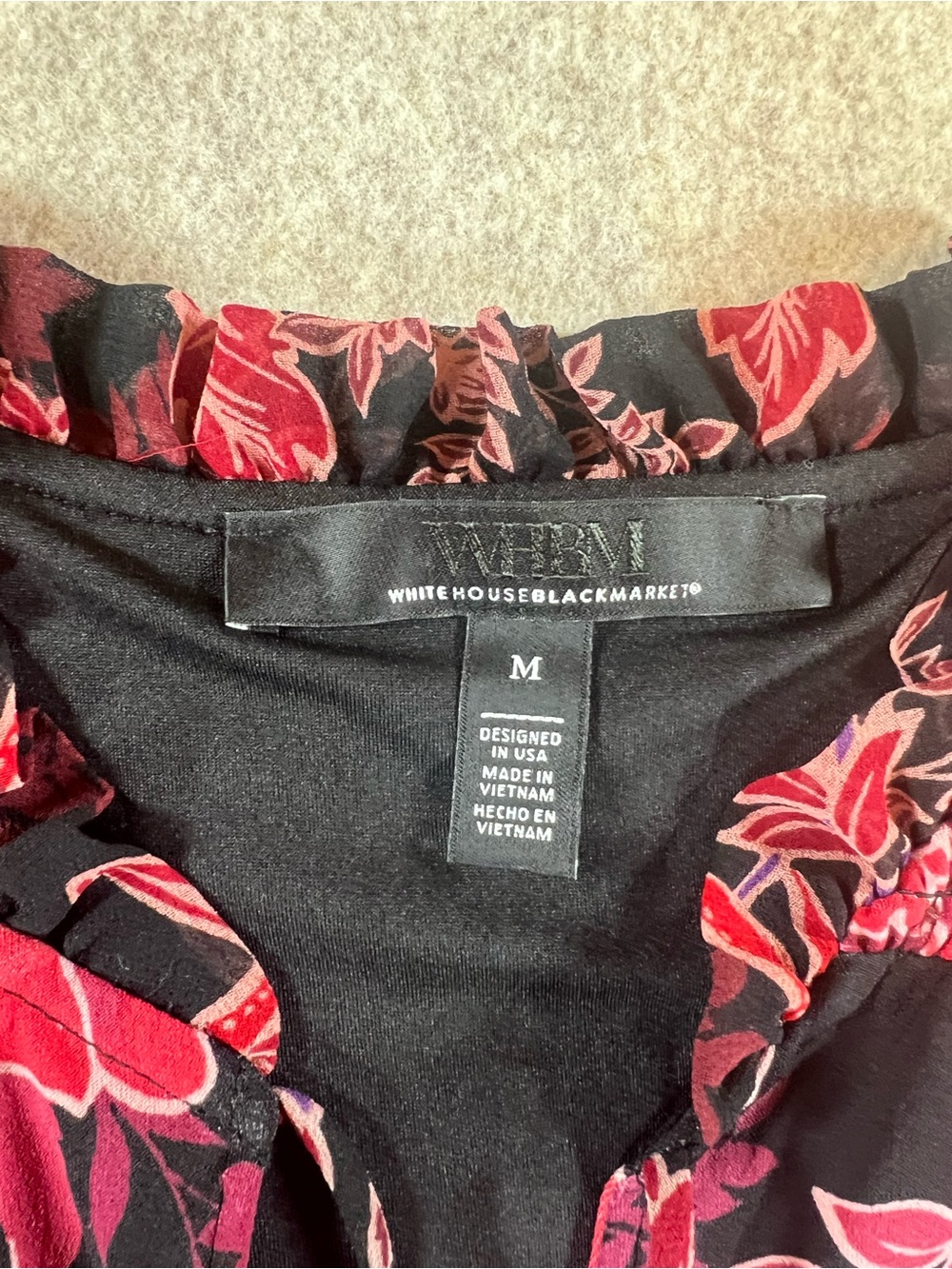 White House Black Market Floral Tunic Blouse Sheer Sleeve M - Picture 4 of 13